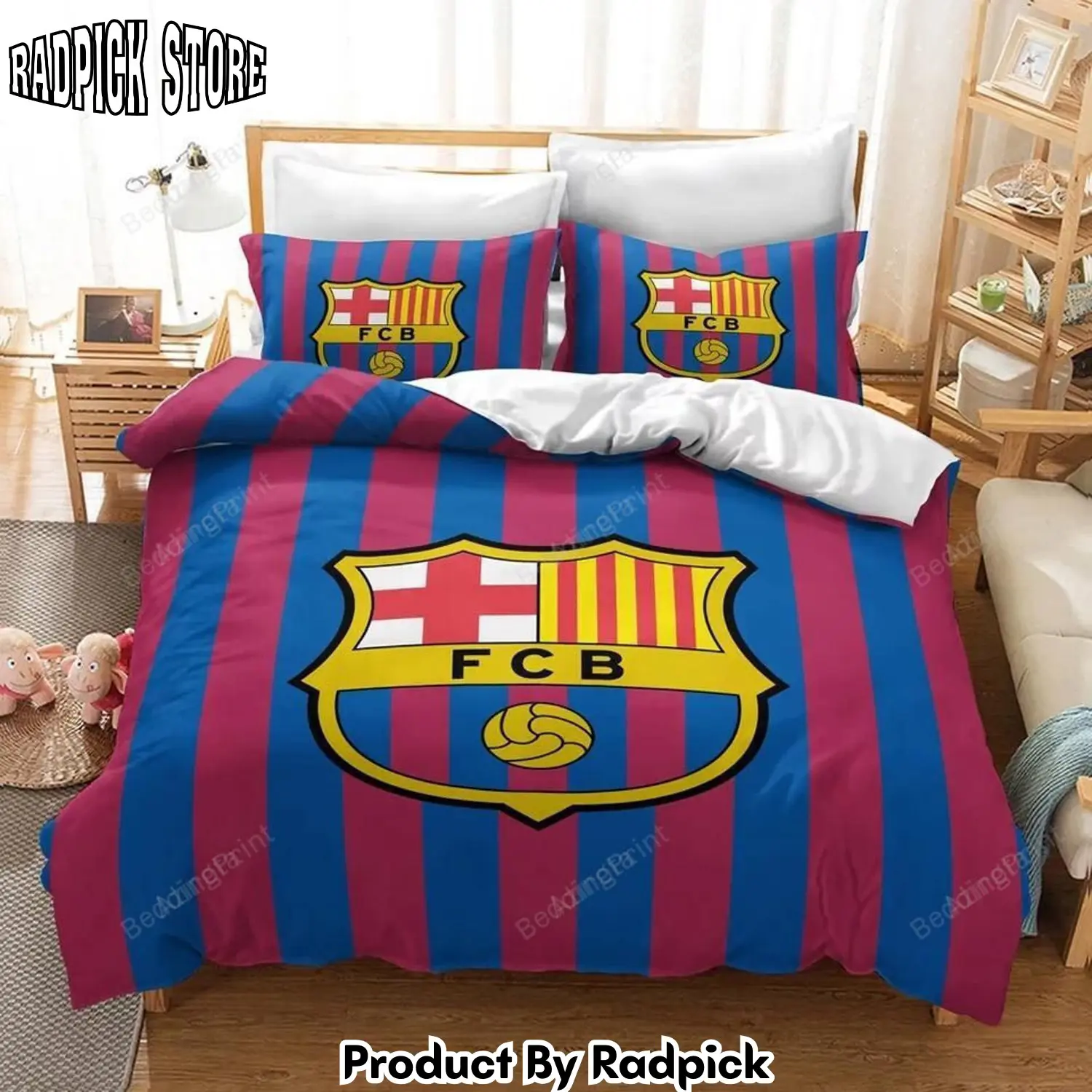 Radpick barcelona soccer club logo duvet cover bedding set rp3278465